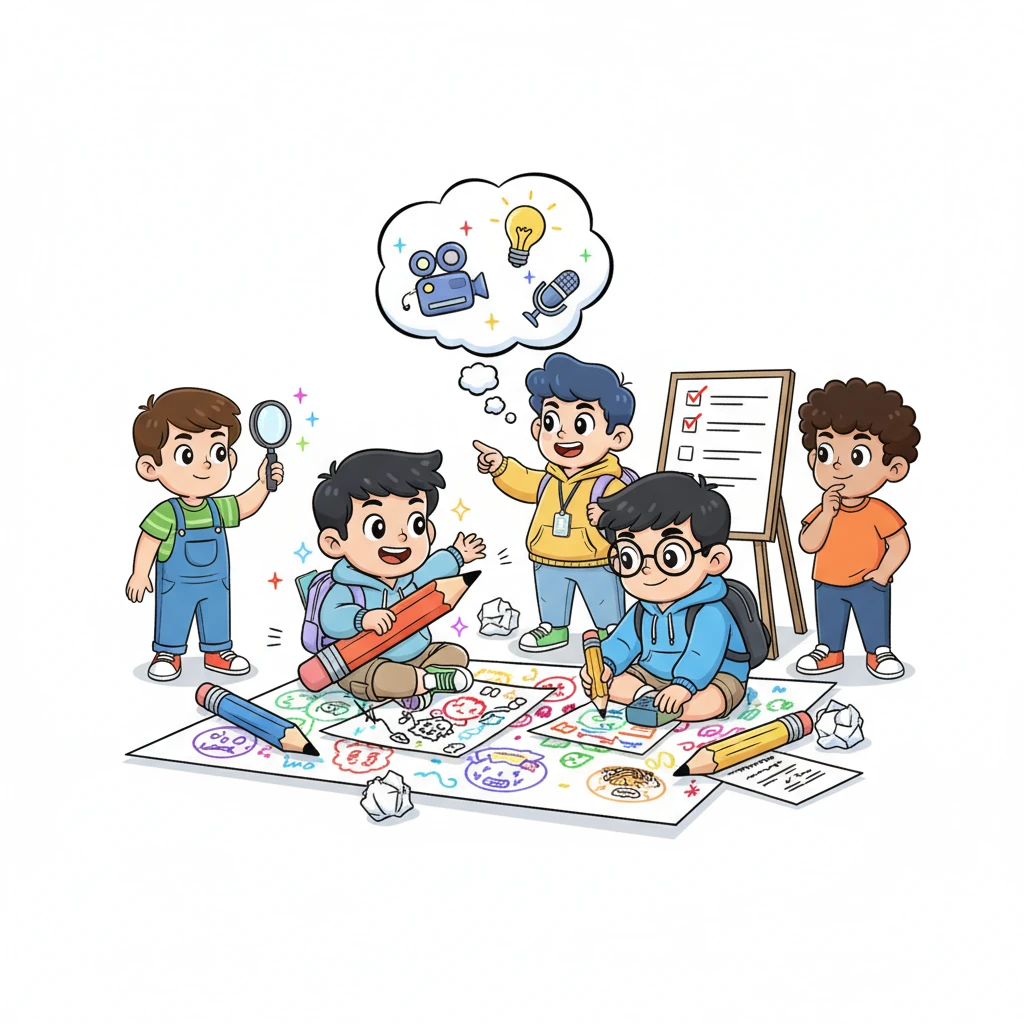 Với danh sách từ khóa đã chọn, nhóm chuyển sang giai đoạn sáng tạo nội dung chất lượng. Bảo và Thành hăng say động não, vẽ vời những ý tưởng bài viết, video hấp dẫn trên giấy nháp. Tiến định hướng chiến lược nội dung, trong khi Thịnh đảm bảo tính logic và độ chính xác của thông tin. Phúc chỉ với một vài lời, đã giúp nhóm tìm ra góc nhìn độc đáo để nội dung không chỉ hay mà còn 'trúng phóc' ý định người dùng.