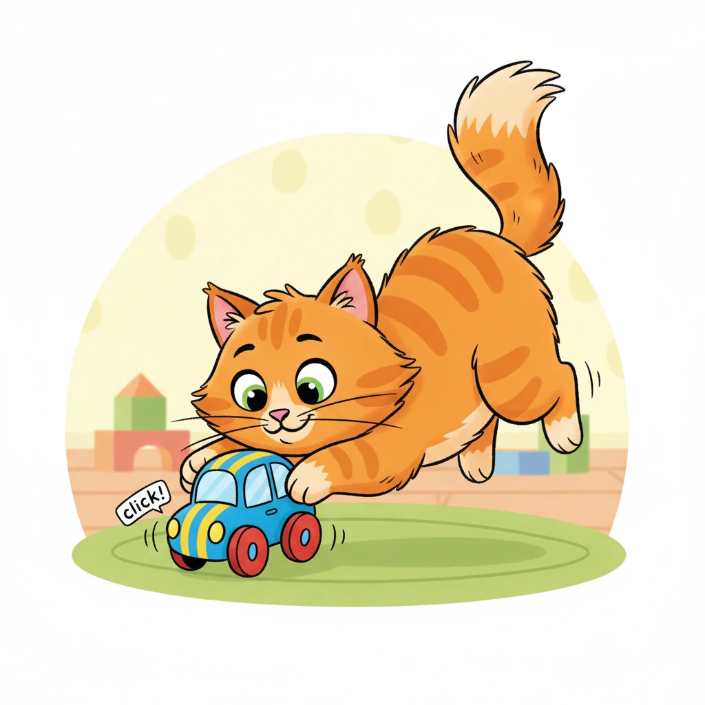 Nala decided to lend a paw! She playfully pounced on the car, giving it a gentle nudge with her nose. The car wobbled and then, with a tiny click, the wheel seemed to settle a little straighter.