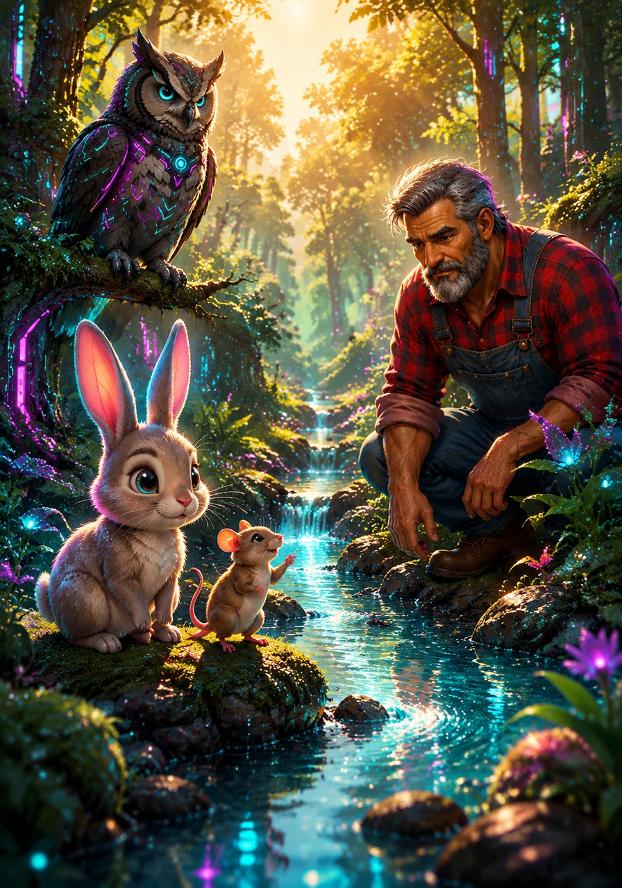 When morning arrived, the forest sparkled with dew and golden light. Barnaby met a friendly field mouse who showed him a secret stream where the water was clear and tasted like the morning sky.