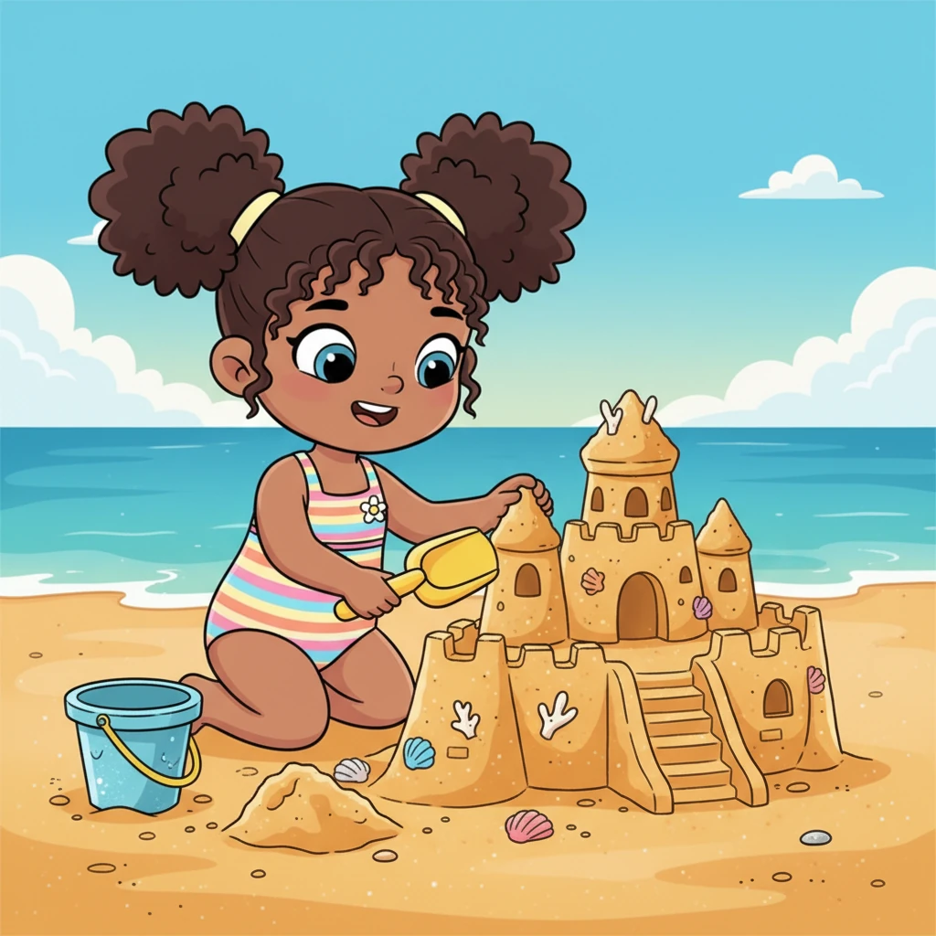 Later, armed with a sparkly bucket and a sturdy spade, Lily set to work building the most magnificent sandcastle ever. She carefully molded turrets and walls, decorating it with tiny shells she found nearby. It was a true masterpiece!