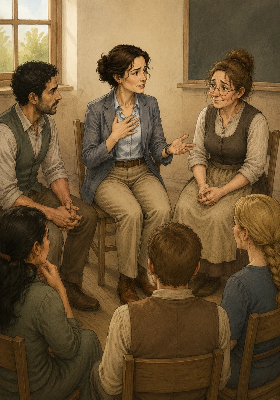 During a group reflection at the end of the week, the students begin to open up and share their personal journeys with one another. Salima expresses her newfound understanding of Gerda's courage, bridging the gap that once divided them. The classroom atmosphere transforms into one of mutual respect, where different backgrounds are no longer barriers, but shared strengths.