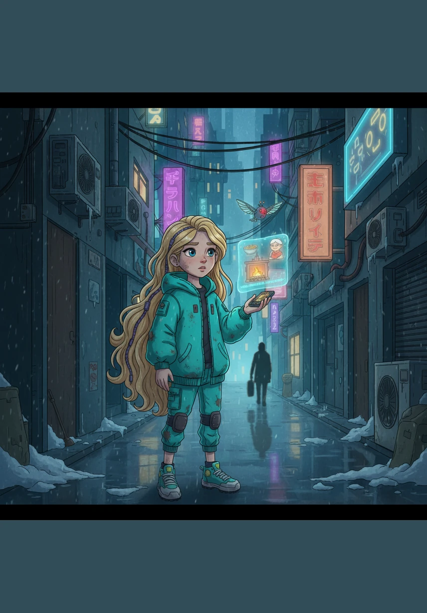 Exhausted and shivering, the little girl found a small corner between two tall houses and curled up as tightly as she could. She tucked her frozen feet under her thin dress, but the cold seeped through her very bones. Her hands were so numb that she could barely feel the small wooden sticks she held.