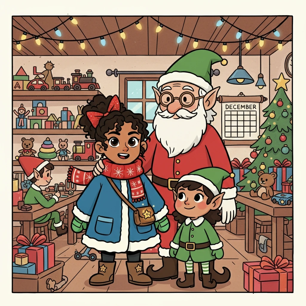 Celeste and the elf returned to the workshop, where the head elf congratulated her. He told her that her act of kindness made this Christmas even more special. Celeste felt proud and content.
