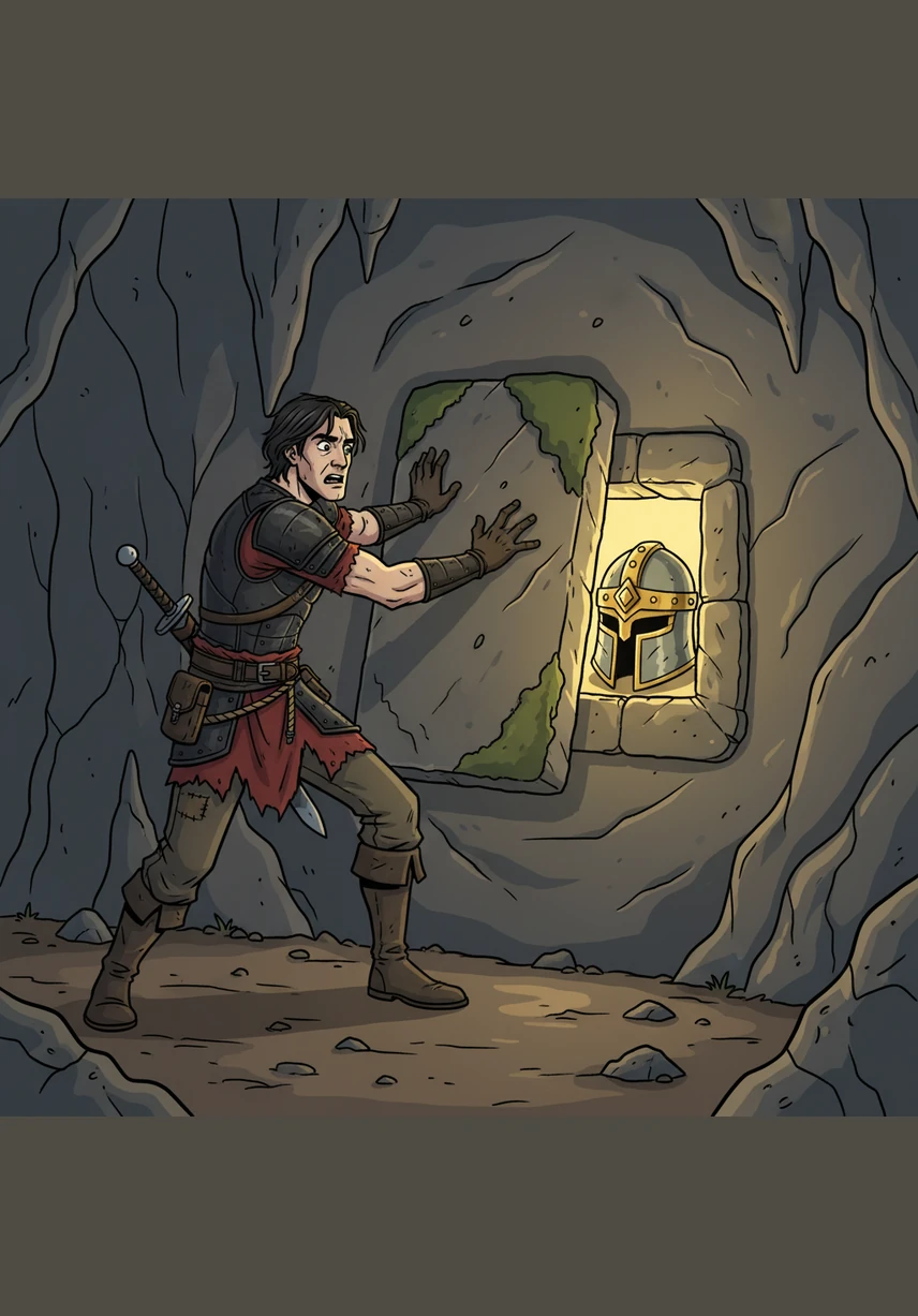 Kneeling before the roots, Jonhe finds a crystal the color of a setting sun, glowing with an intensity that warms his weary face. He reaches out a trembling hand, hoping this find might be the key to his survival or a treasure worth a fortune.