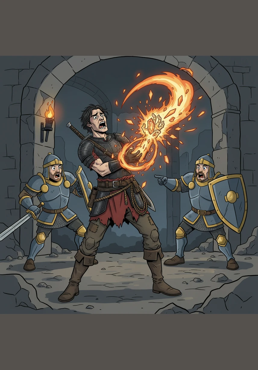 As his fingers brush the cold surface, the crystal shatters with the sound of breaking ice, releasing a torrent of orange sparks. The light surges into his palm, a searing heat racing up his arm that forces a cry of agony from his throat.