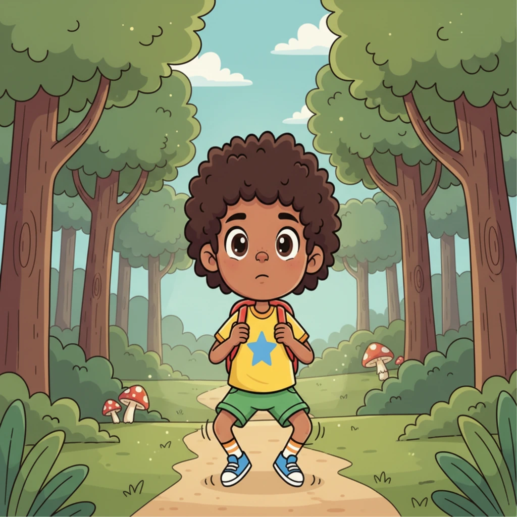 "Aha!" he thought, recognizing the feeling. "That's my 'wobbly-knees' feeling!" His legs felt a bit like jelly, and he wondered if he should just turn back. The path ahead seemed a bit too quiet, a bit too mysterious.