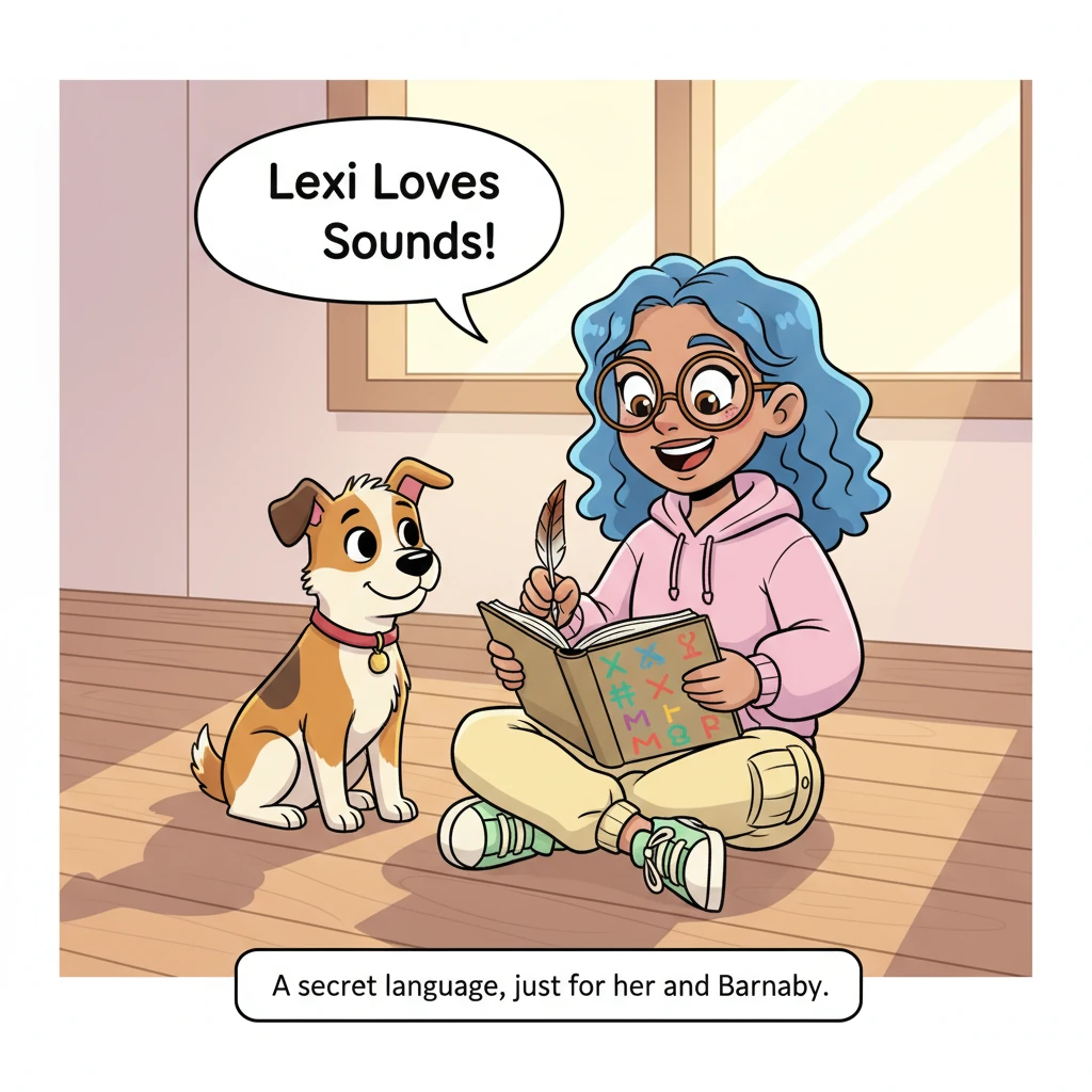 With a triumphant grin, Lexi used her new system to write her first complete message: "Lexi Loves Sounds!" The symbols flowed across the page, telling