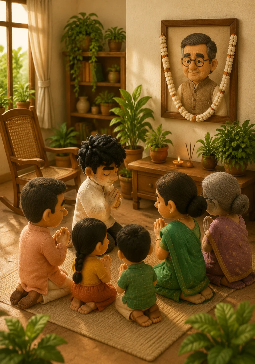 દાદાના રૂમમાં તેમની જૂની આરામખુરશી ખાલી છે પણ આખા ઘરમાં તેમણે રોપેલા આર્થિક સ્વાતંત્ર્યના વૃક્ષની સુગંધ ફેલાયેલી છે. કબીર અને તેનો આખો પરિવાર સાથે બેસીને દાદાની તસવીર સામે વંદન કરે છે, જે સંપત્તિ અને સંસ્કારની સાચી પેઢીગત વિરાસત દર્શાવે છે.