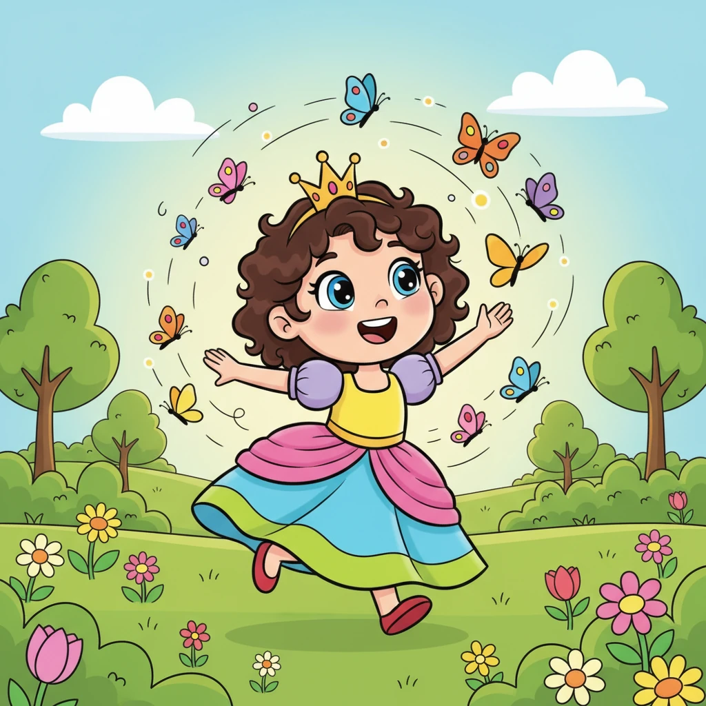 She chased after a flurry of colorful butterflies, her laughter echoing through the air. Inka cherished the warm sunshine and the joyful freedom of her carefree playtime, feeling utterly happy.