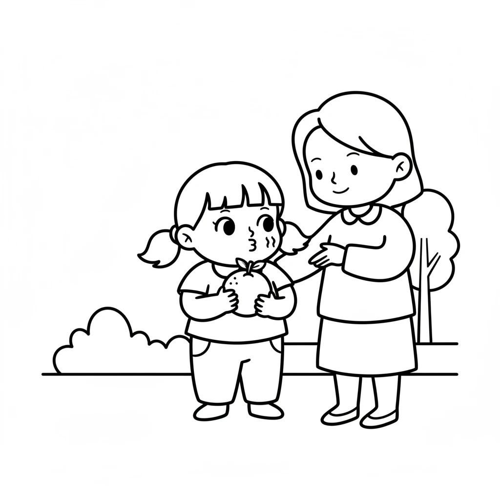 果果又摸到一个圆圆的、橙色的球。它闻起来香香的。妈妈说：“这是橙子，酸酸甜甜的！”