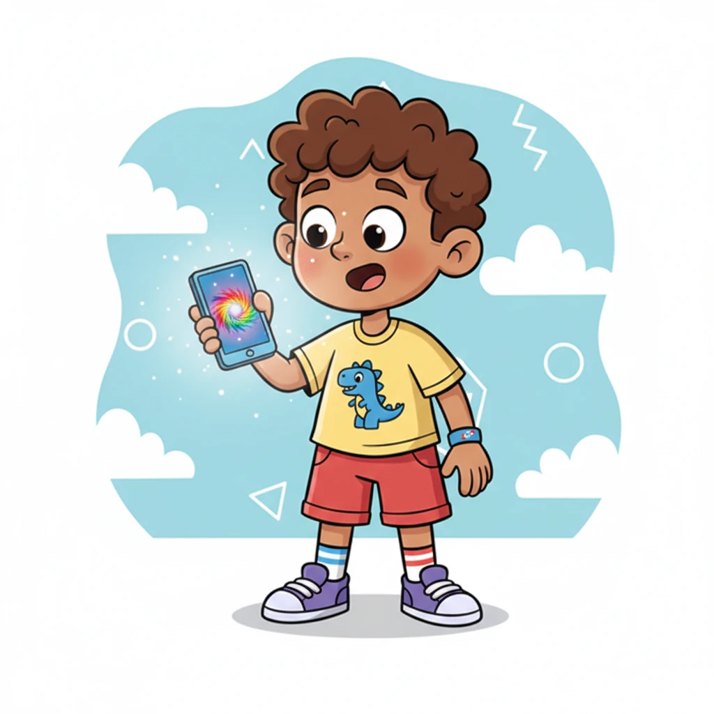 Suddenly, a brand new app icon popped onto Leo's screen, glowing with an impossible swirl of rainbow colors. It looked like a tiny, sparkling star bursting from a kaleidoscope, unlike any app they had ever seen before.