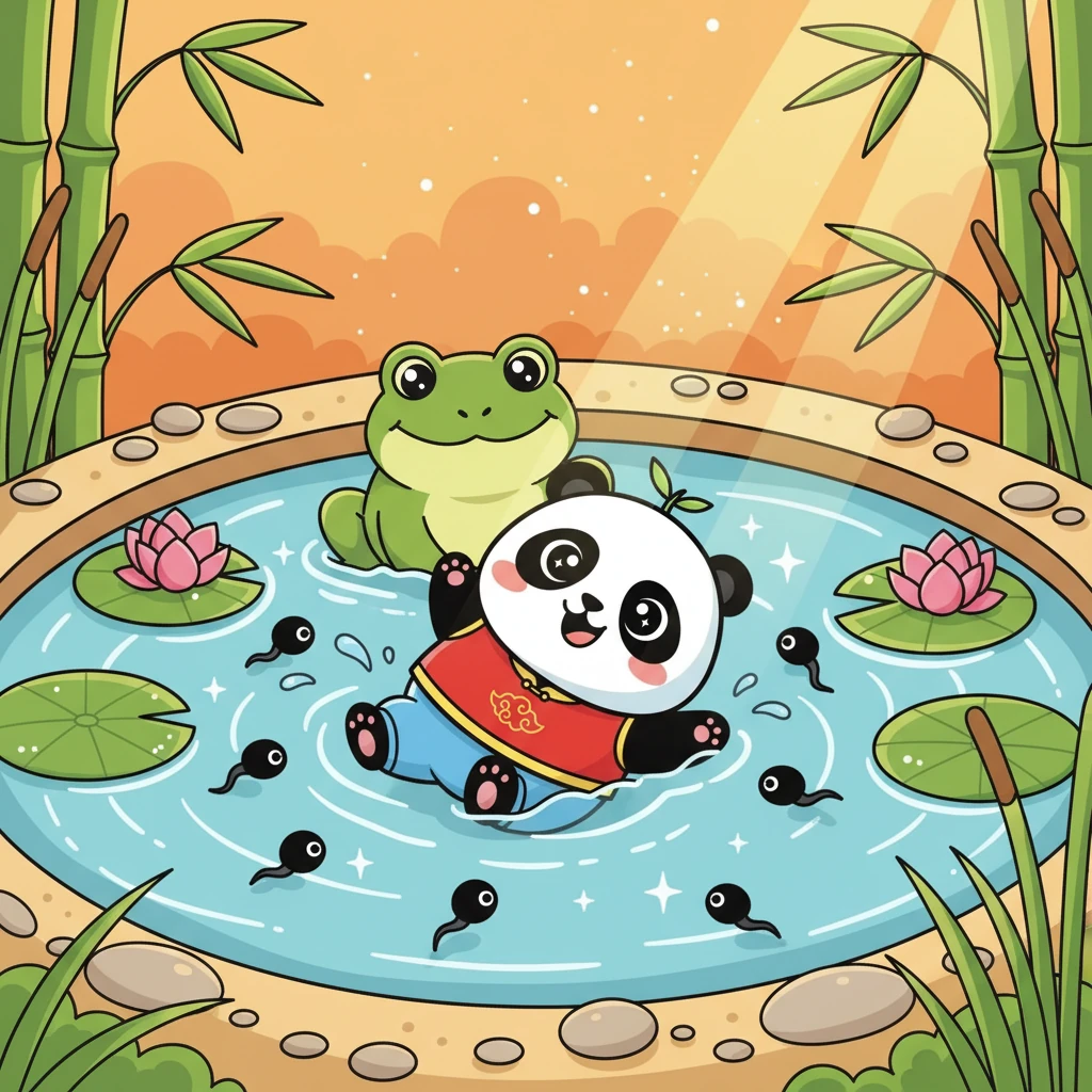 小蝌蚪们和小点点一起，在池塘里快乐地生活着。他们每天都和妈妈在一起，学习游泳，享受阳光，感受着家庭的温暖。他们知道，亲情是世界上最珍贵的东西。