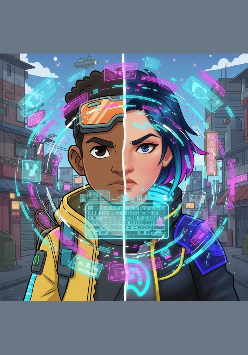 All the symbols—the keyboard keys, the quotes, and the faces of Trevor and Patricia—merge into a stunning, cohesive book cover layout. The title Born a Crime shines in a bold, creative font, serving as a testament to a life built on resilience and the power of words.