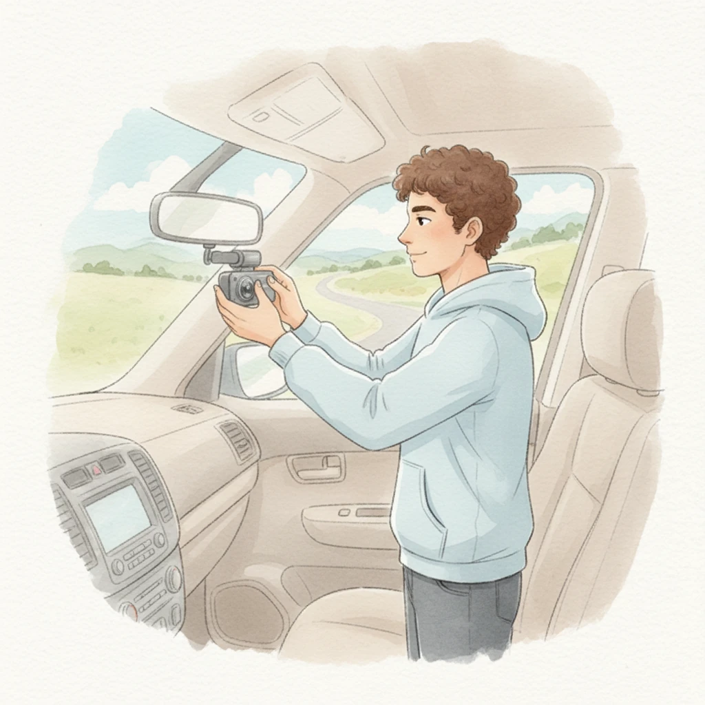 Gently, he mounts his two trusted companions, the sleek T800 and the elegant T800E, on the dashboard. They sit like watchful eyes, ready to capture the fleeting beauty of the world beyond the glass. Their presence adds a quiet excitement to the journey ahead.