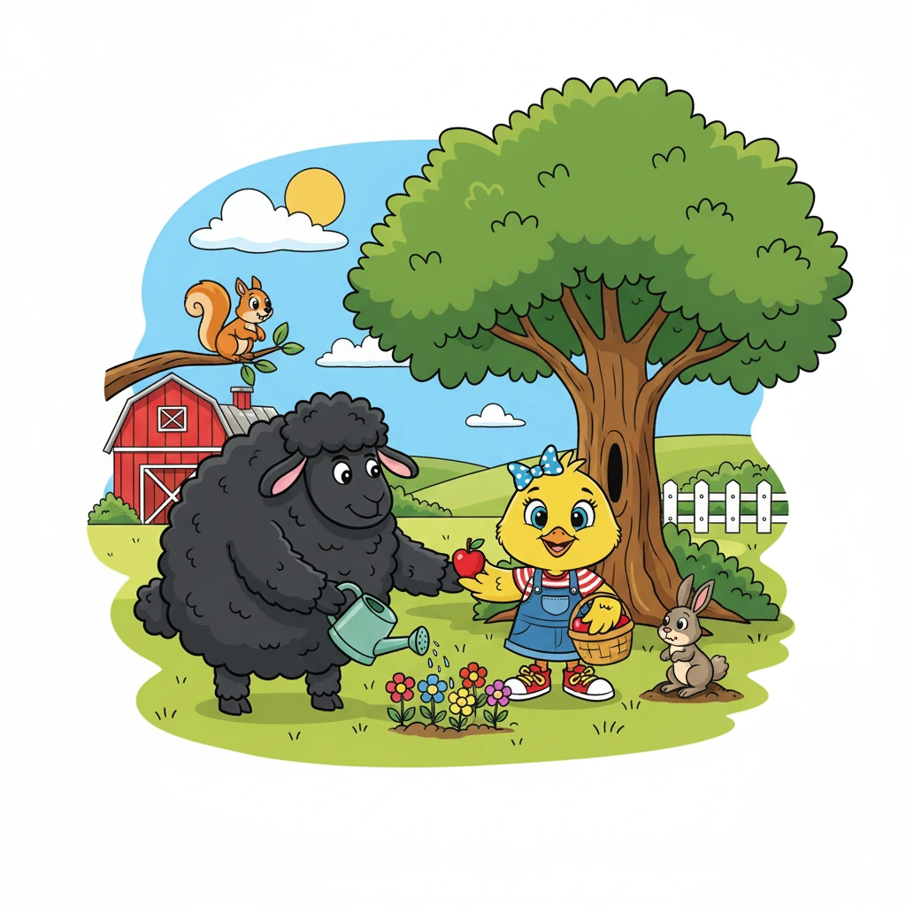 Inspired by the chicks' kindness, Baaadd Benny decided to change his ways. He started volunteering in the community, helping others, and protecting the smaller animals on the farm. He found joy in helping others.