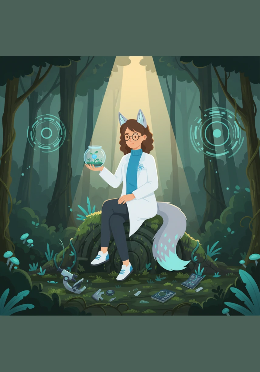 Years later, the ruins of the old cities were reclaimed by lush greenery and a new society of diverse mutants. Humanity was a distant memory, replaced by a vibrant world where the lines between man and beast had vanished forever. Elara sat atop a mossy skyscraper, watching her new world thrive in the wild harmony she had created.