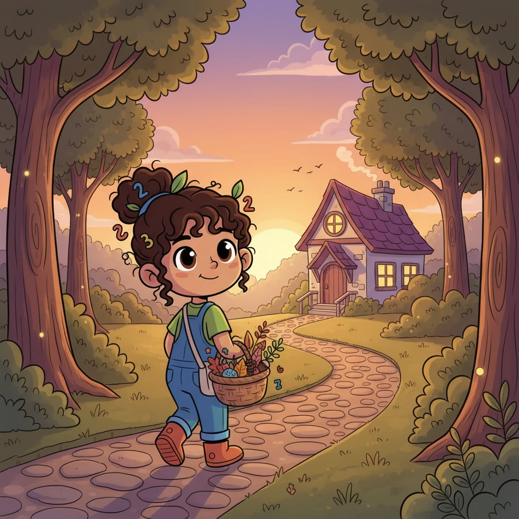 As the sun began to set, Flora returned home, her basket almost overflowing. She knew that every day could be an adventure, filled with numbers, nature, and the joy of discovery. She couldn't wait for her next nature hunt!