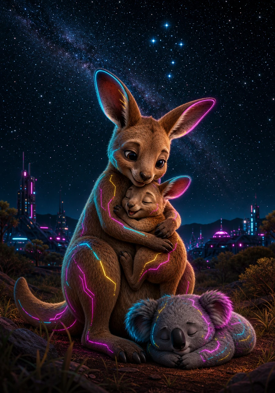 ly, under a spectacular canopy of twinkling stars and a bright southern cross, Kip hopped back into his mother's safe embrace. Surrounding them in the quiet night were all the new friends he had made today, sleeping peacefully under the wide Australian sky.