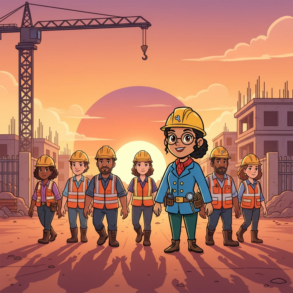 At the end of the day, as the sun set, Anya watched the workers leave, each one wearing their safety gear. Knowing they were going home safe, Anya smiled. Her mission to make a difference in their safety was a success, reinforcing the importance of her work.