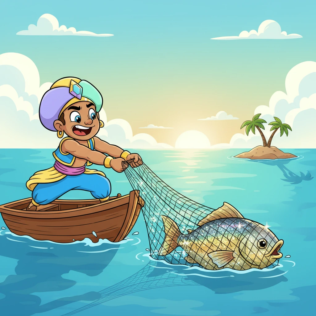 One particularly quiet morning, after hours of patient waiting, Kael cast his net for the very last time. Suddenly, he felt a powerful, heavy tug! His heart thumped with excitement, imagining a huge, glittering fish on the other end. He pulled with all his might, straining every muscle.