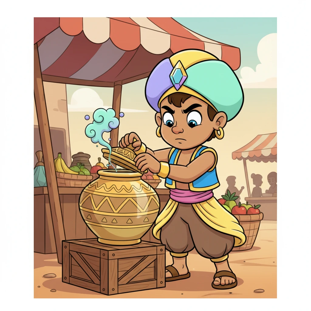 With a shrug, Kael decided to open the mysterious jar, thinking perhaps it held something he could sell. He carefully twisted the lid, his brow furrowed in concentration. A tiny puff of dust escaped, hinting at the magic about to unfold.