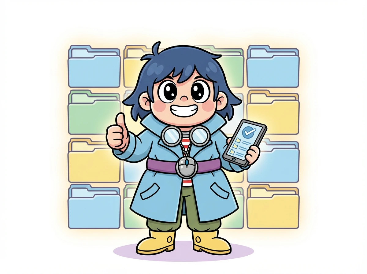 彼はすべてのファイルが整理され、重複がないことを確認します。完璧な仕事です。