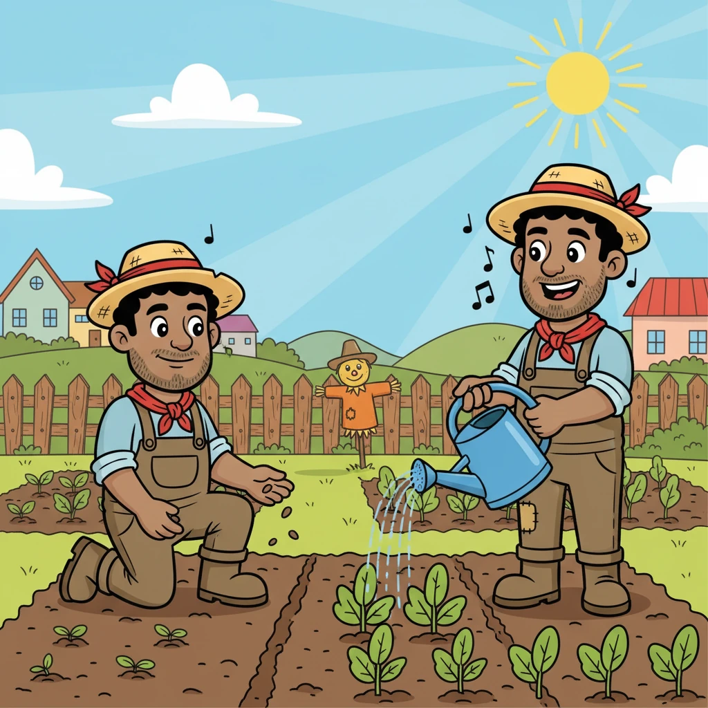 Silas carefully sowed the seeds, his hands moving with practiced ease. He watered the young plants, humming a cheerful tune as the sun climbed higher in the sky. He knew that his hard work would eventually feed many people in the village.