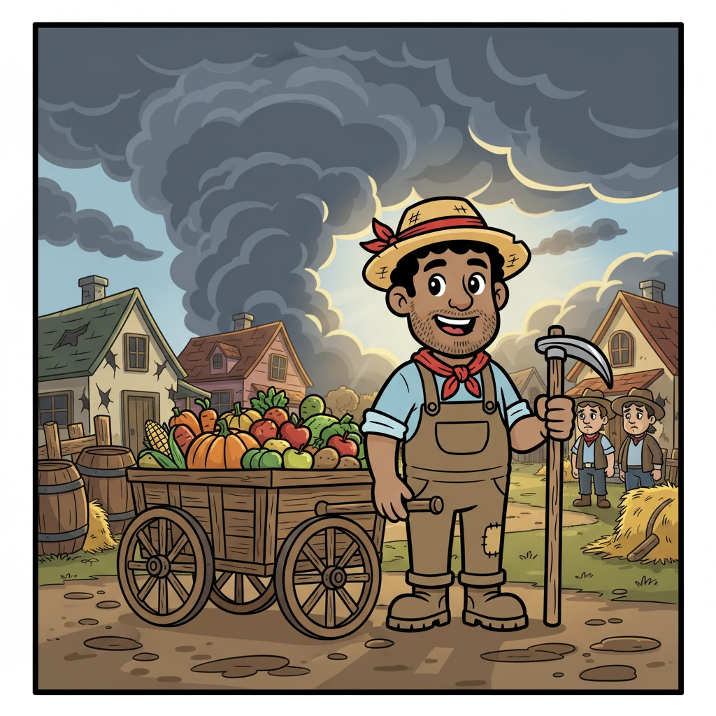 One day, a storm ravaged the village, destroying homes and leaving the people hungry. Silas, seeing their plight, knew he had to help. He gathered his harvest, the fruits of his labor, and loaded it onto his cart.