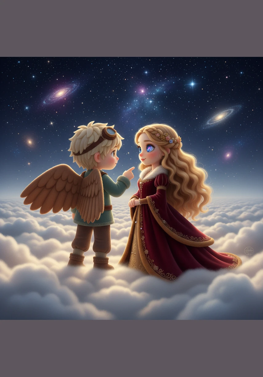 High above the clouds, surrounded by a sea of stars, Kaito looks back at Elara and sees the reflection of the universe in her eyes. In that breathless moment, they realize that their shared dream has brought them closer than they ever imagined.