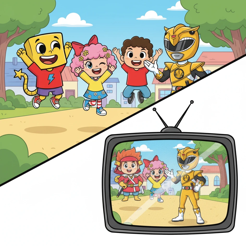 After an epic battle, the Power Rangers Samurai emerged victorious! Harry, Ron, and Hermione cheered, thanking their heroes. Antonio Garcia, the Gold Ranger, humbly replied, "No, thank you. It's always good to have a superhero around," as the scene faded back to the TV screen.