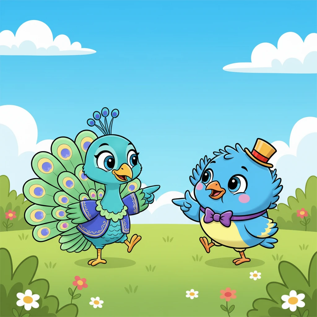 But Pip insisted, his feathers ruffled with determination. "Please, Sparkle! Just one lesson!" Not wanting to upset his dear friend, Sparkle sighed playfully and agreed to teach Pip a few simple steps.
