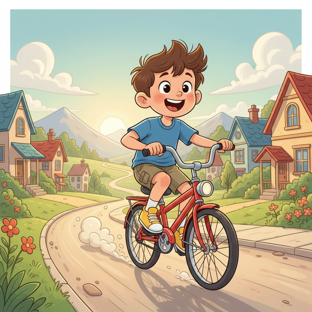 Jan strahlte, als er sein brandneues rotes Fahrrad sah. Es glänzte in der Morgensonne und wartete nur darauf, entdeckt zu werden. Er schwang sich auf den Sattel und düste voller Freude die Straße entlang, die Welt lag ihm zu Füßen.