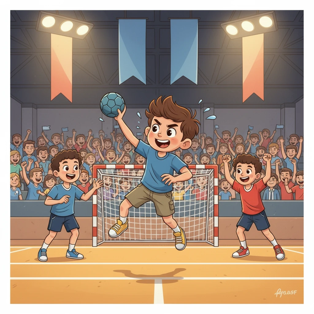 Eines Tages fand ein großes Handballturnier statt. Jan und seine Freunde waren aufgeregt, aber auch entschlossen, ihr Bestes zu geben. Mit viel Mut und Teamgeist kämpften sie um den Sieg.