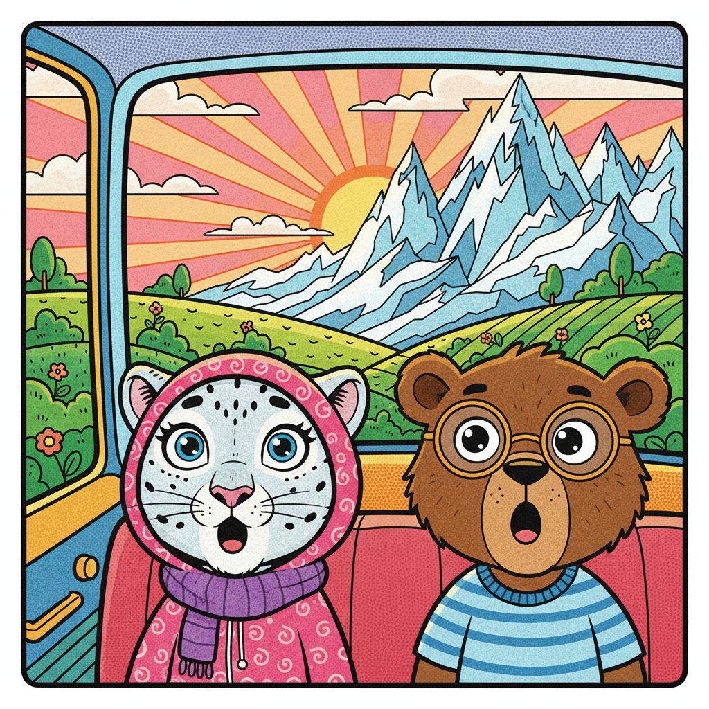 As they drove, the scenery transformed. Lush green fields gave way to the majestic snow-capped mountains. Kiara and Kabir gasped at the sheer beauty of the Himalayas, their eyes wide with wonder.