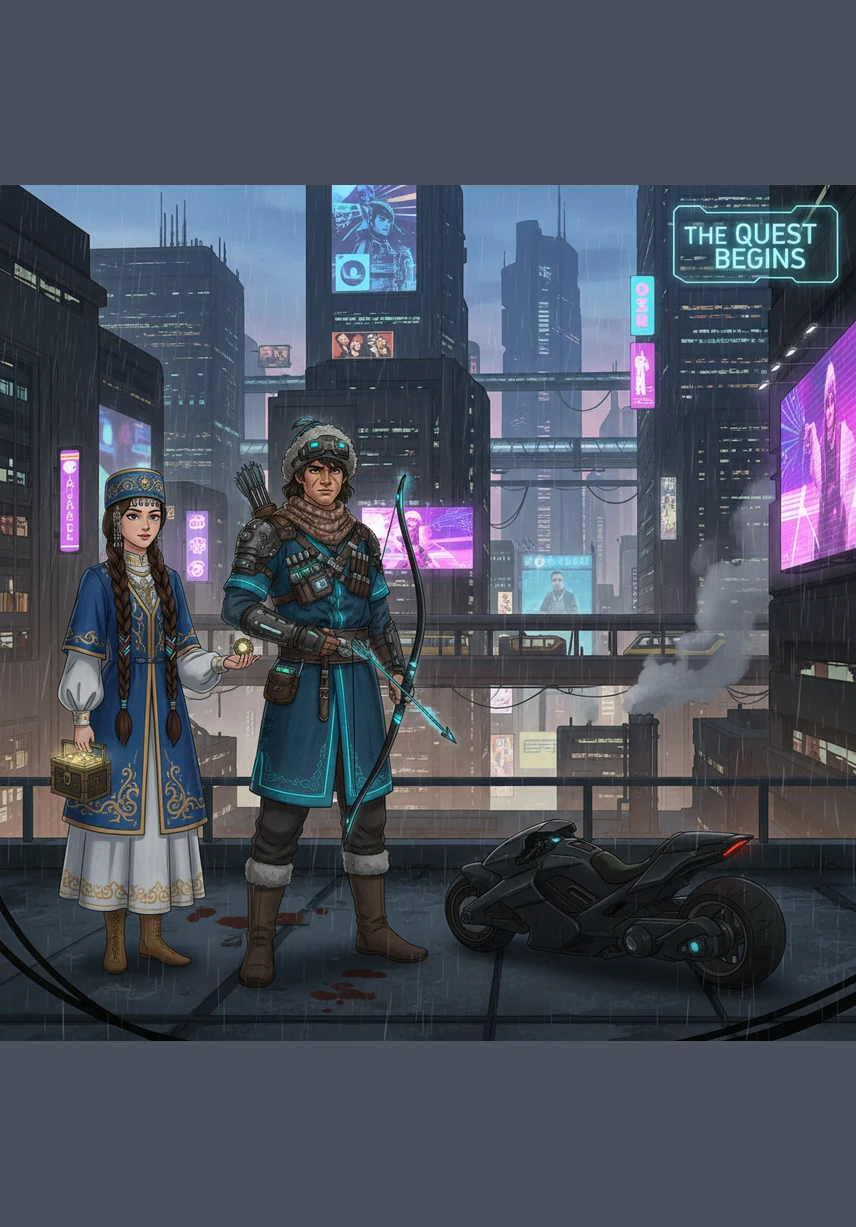 Алтай киелі жәдігерді іздеп табуға бел буады. Оған ақылды қарындасы Жібек қосылып, жолға дәмді бауырсақтар мен құрт салынған қоржын дайындайды.