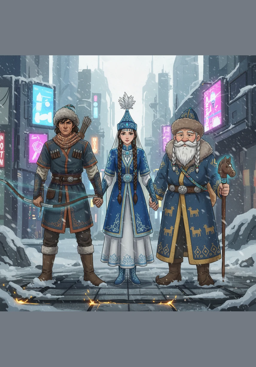 Кенеттен қатты боран соғып, достарды бір-бірінен айырмақ болады. Олар қолдарын мықтап ұстап, бірлік пен татулықтың күшімен дауылға қарсы тұрады.