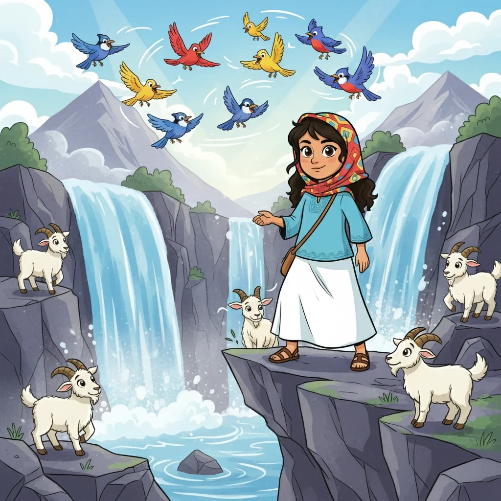 She bravely navigated the steep cliffs and roaring waterfalls, her determination never wavering. Pamuk encountered playful mountain goats and colorful birds, each offering a word of encouragement.