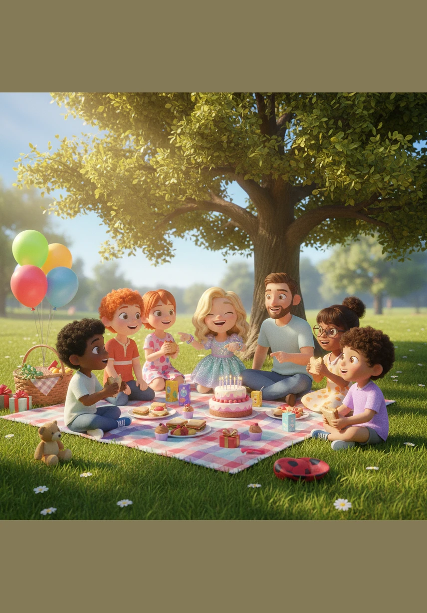 After crafting their masterpieces, everyone spreads out on picnic blankets to enjoy star-shaped sandwiches and sparkling pink lemonade. They laugh and talk about their favorite lyrics, feeling the warmth of the afternoon sun on their faces.