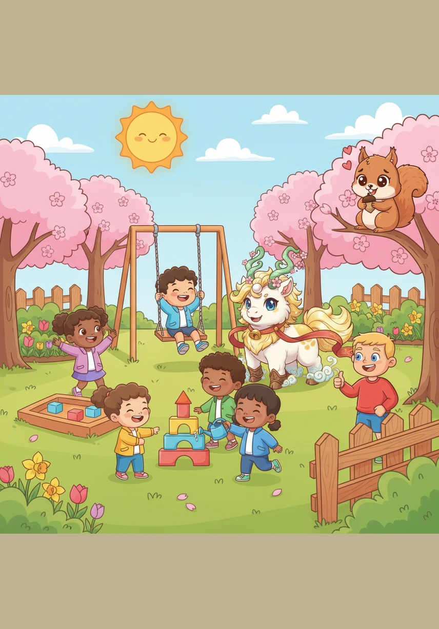 春天踮着脚尖来到了幼儿园，暖暖的春风吹醒了绿油油的小草，粉嫩的桃花张开笑脸，到处都是香香甜甜的味道。