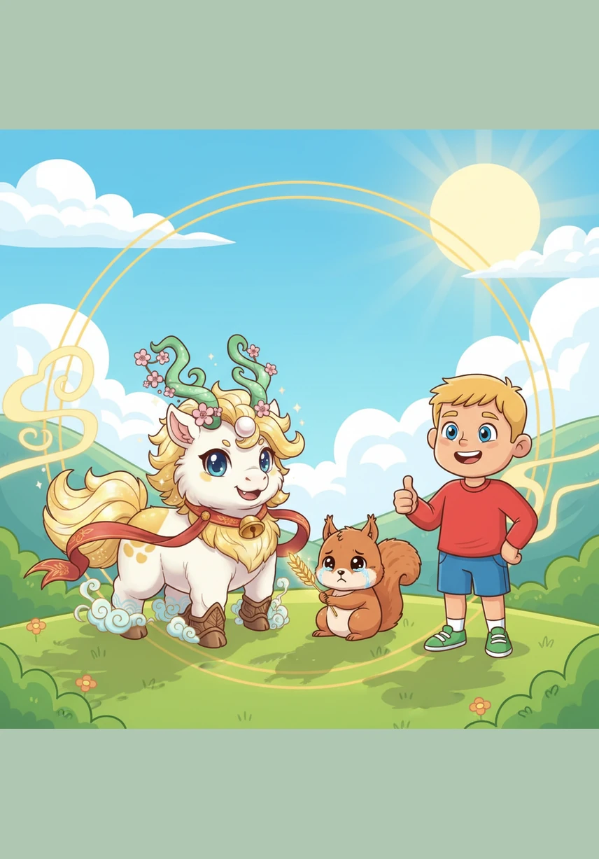 吉量还是带来福气的小马，谁和它做朋友，谁就能长得高高壮壮。它和小朋友们在阳光下嬉戏，把健康和快乐传递给每一个伙伴。