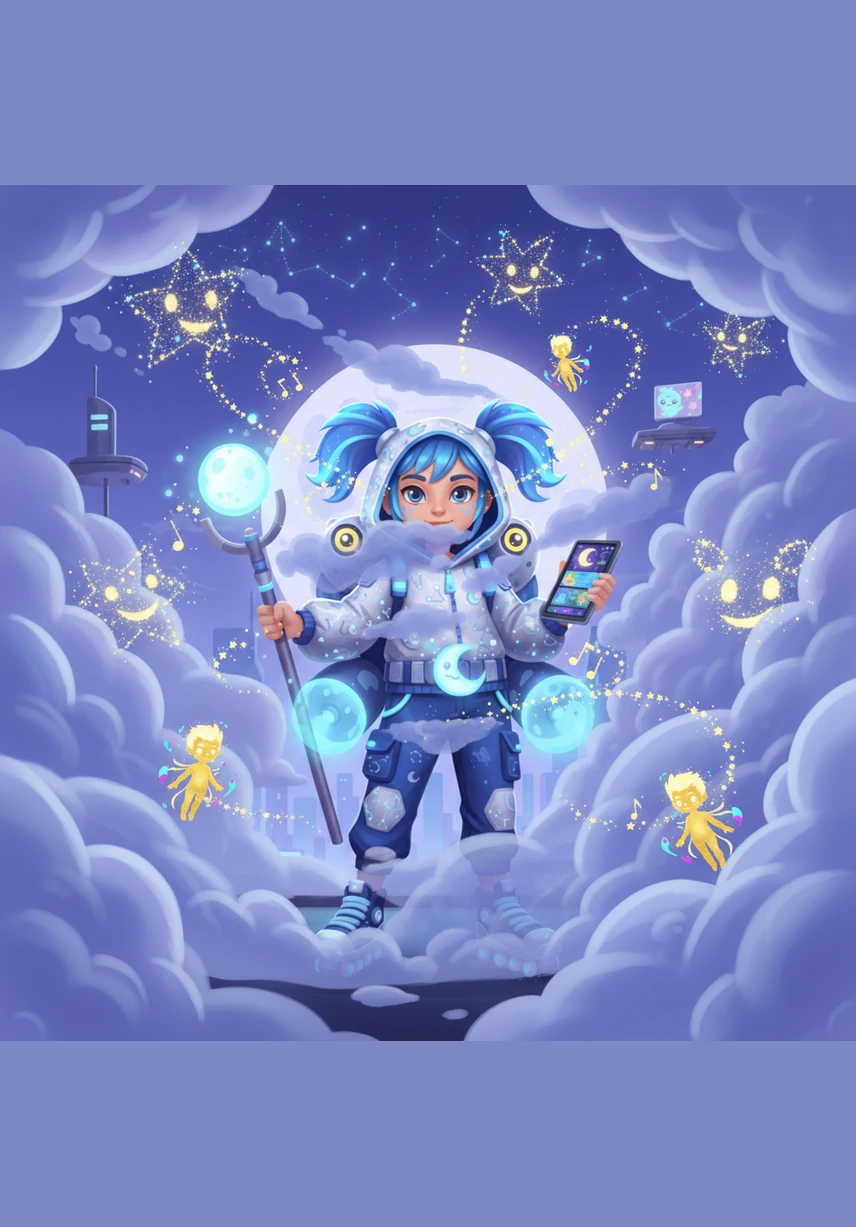 The stars began to play a gentle game of hide-and-seek around the edges of the misty vapors. They sang a soft, twinkling melody that echoed through the cosmos, hoping the music would reach Luna’s ears.