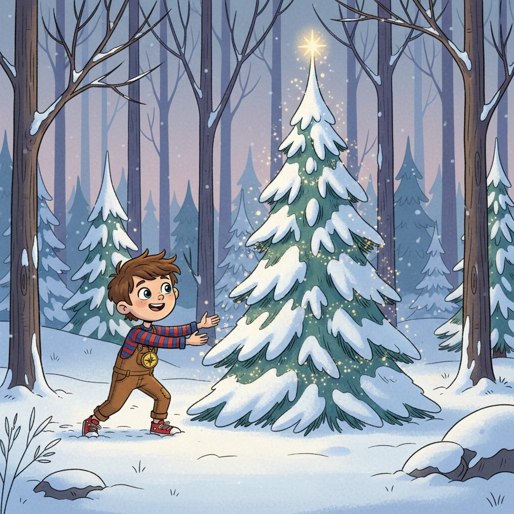 Leo konnte es kaum erwarten, dass Weihnachten kam. Jedes Jahr war es die schönste Tradition: Die ganze Familie ging in den Wald, um den perfekten Weihnachtsbaum zu finden. Er stellte sich schon vor, wie er unter den funkelnden Lichtern stand.