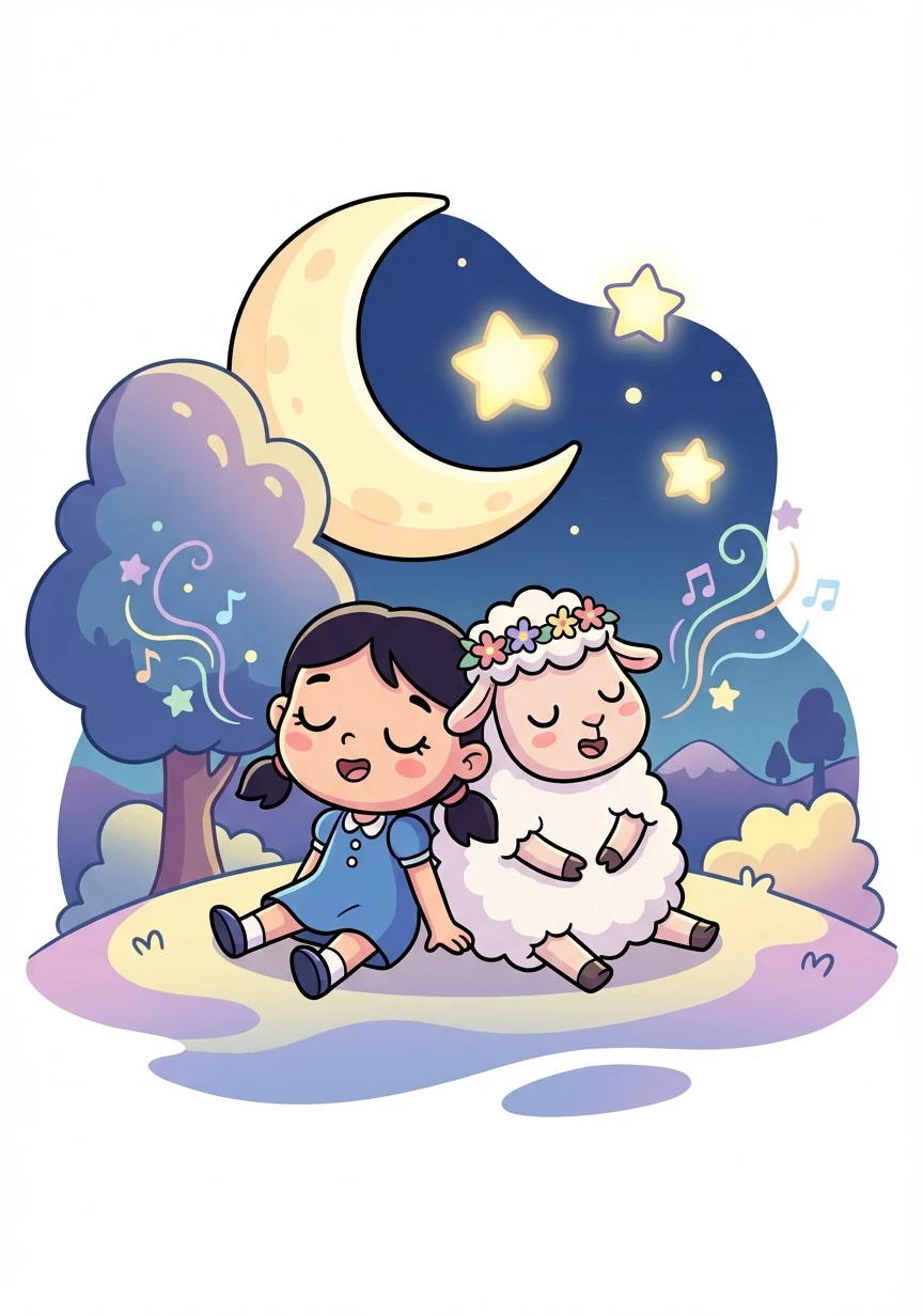 Luna and Baa-bara hummed a quiet, gentle tune. The melody was soft and calming, like a lullaby sung by the stars.
