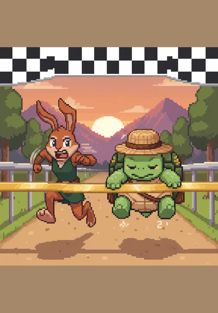 Tino sprints toward the finish line with his ears pinned back, but he is horrified to see Toto just a few inches away from the golden ribbon.