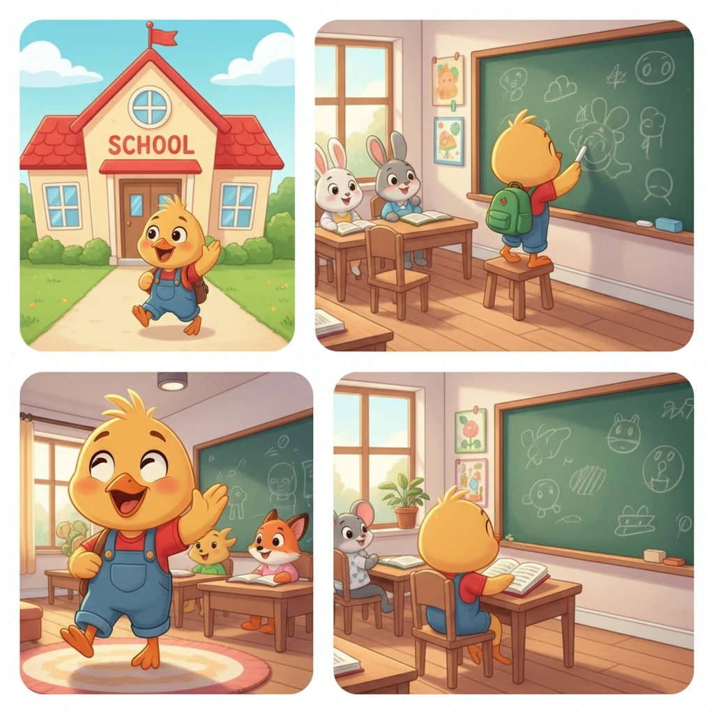 Pencerita: Wow, seronoknya! Sekarang, kita belajar hari kedua, يوم الإثنين - Yaumul Isnain, Hari Isnin! Nana pergi ke sekolah dengan senyuman lebar. Dia belajar dengan tekun, membaca buku dan menulis di papan hitam. Kawan-kawan semua, mari kita ikut Nana ke sekolah!