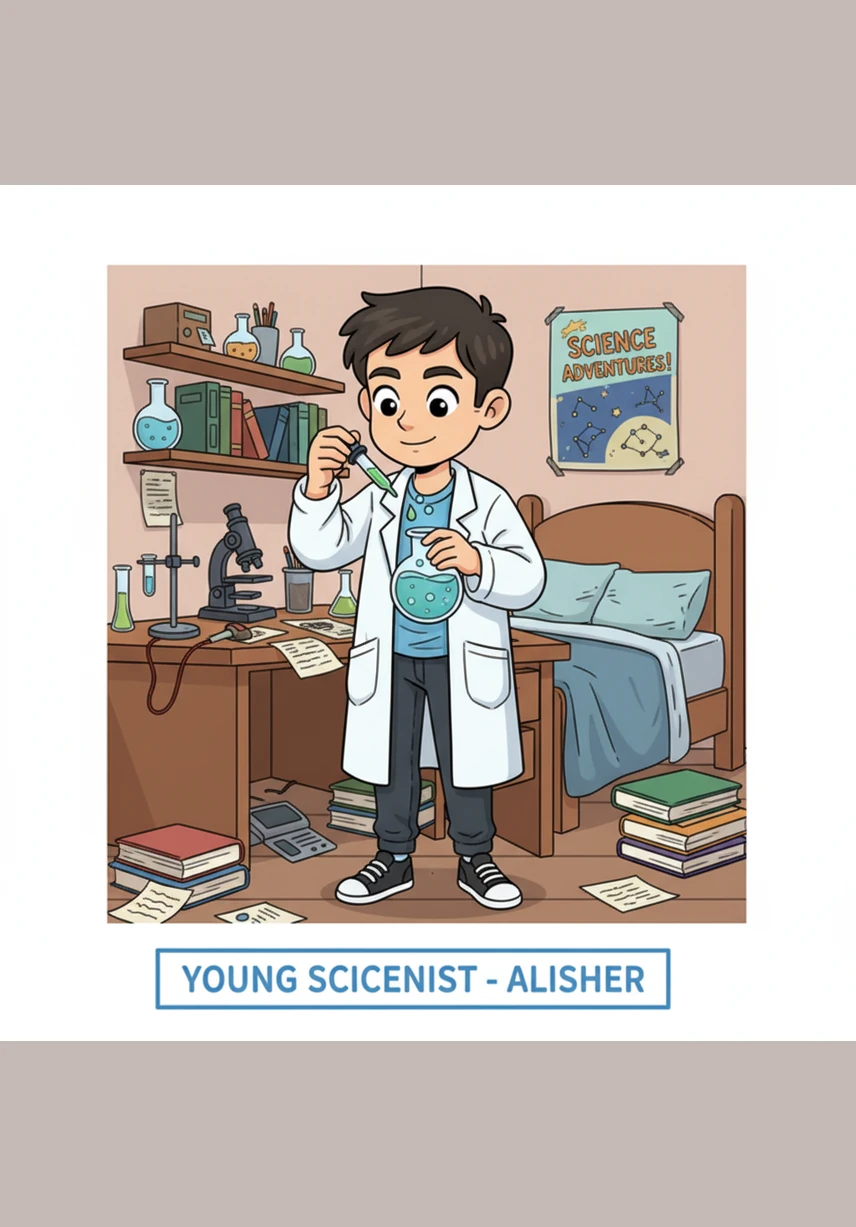 Alisher observes a pencil resting in a glass of water and notices how it appears to bend at the surface, illustrating the phenomenon of refraction. He learns that light changes its speed and direction when passing from air into water, a concept defined by the refractive index.