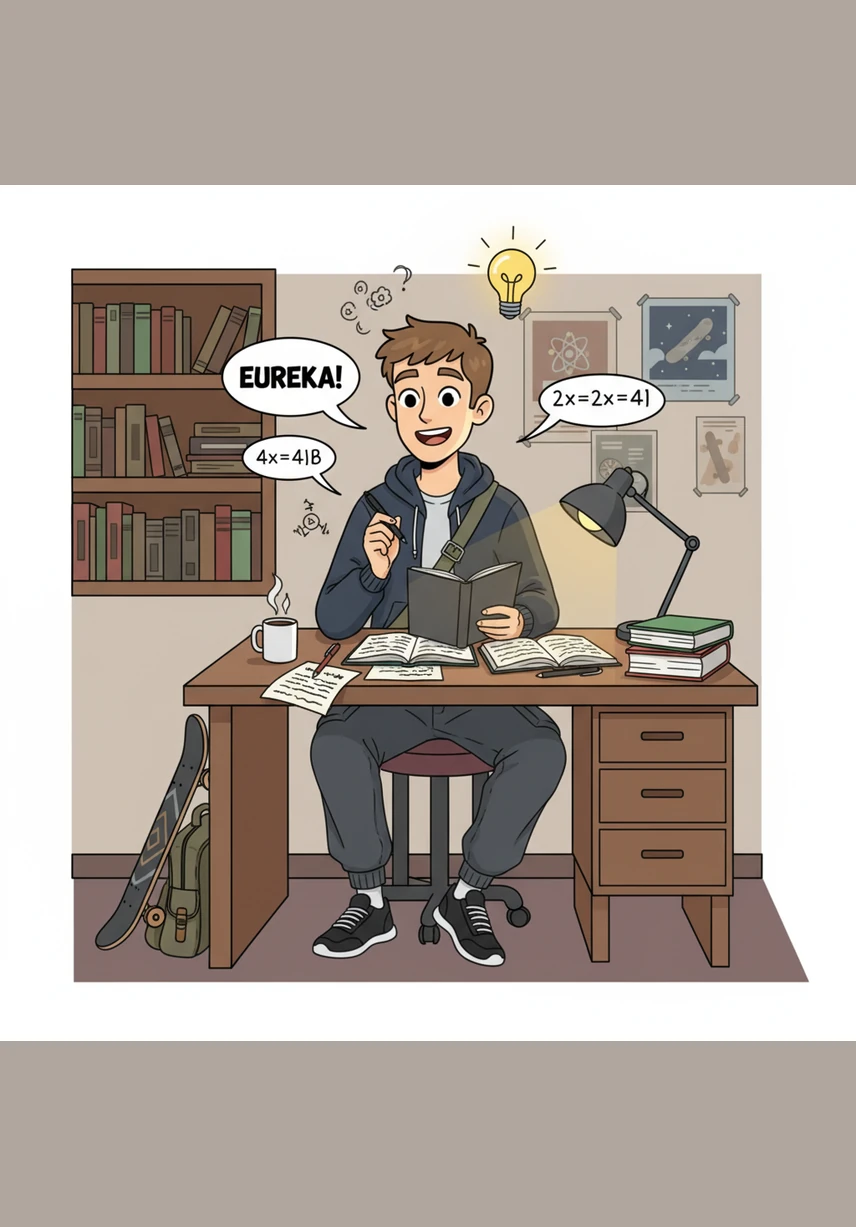 While reviewing his notes, Alisher discovers fascinating facts about the history of optics and common mistakes to avoid when drawing light paths. He creates a summary of the most important rules, ensuring he has a solid grasp of the speed of light and the behavior of rays.