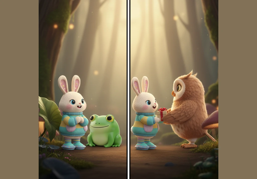 Under the glow of a large, silvery moon, Hoot the Owl sits perched on a sturdy oak branch. The forest is hushed and peaceful, wrapped in the soft shad