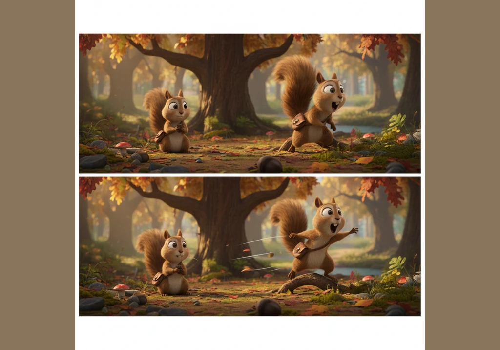 A bushy-tailed squirrel pauses its late-night snack to listen to the crunch of dry leaves on the ground. It looks around with wide eyes, wondering who