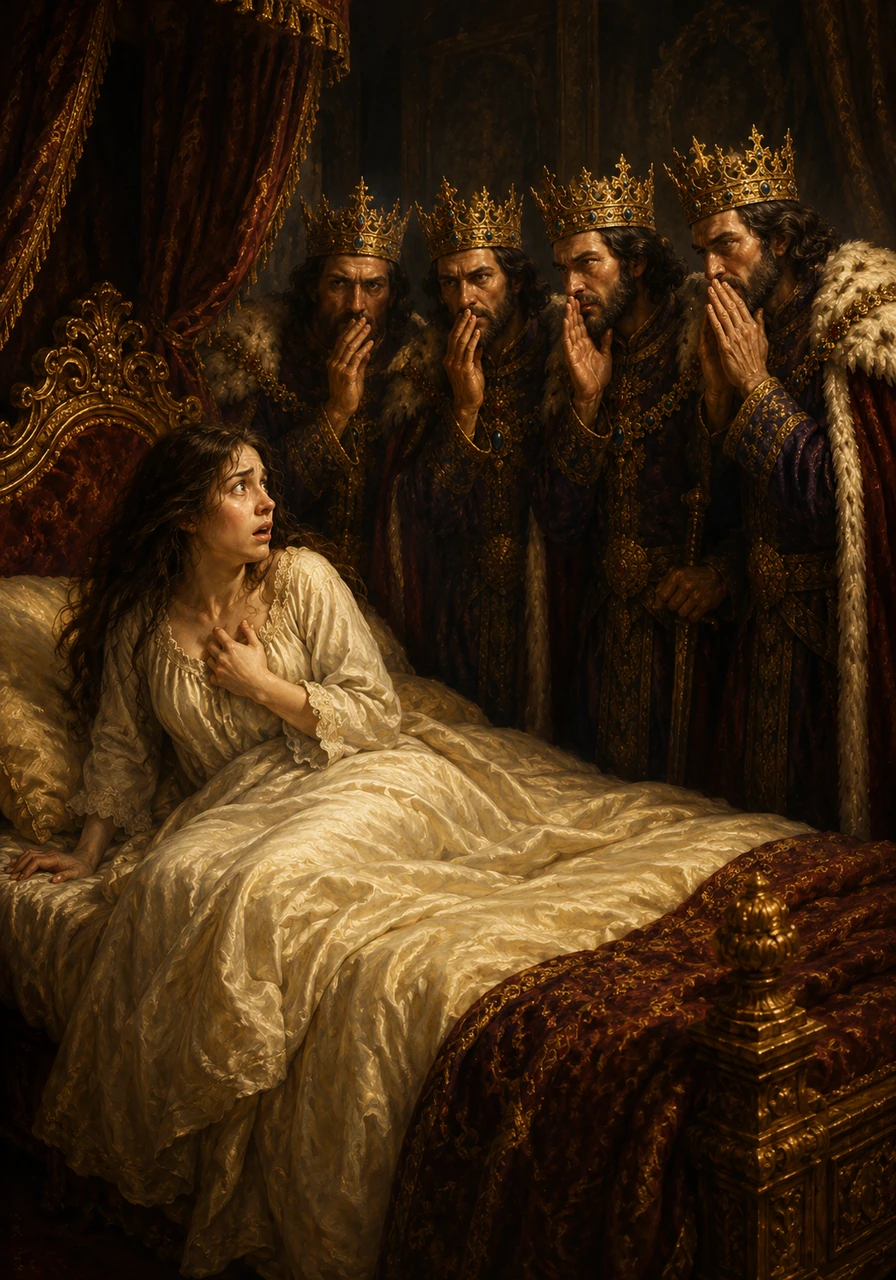 You wake up in a bed of silk and down, the opulence of the royal chambers feeling more like a suffocating cage than a sanctuary to your panicked mind. The four kings stand at the foot of the bed, their powerful auras heavy and protective, as they whisper the word mate in a way that makes your breath catch in your throat.